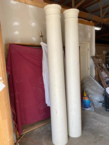 SALVAGE ARCHITECTURAL -TWO 92" TURNED WHITE POST / COLUMNS   (4 Cover