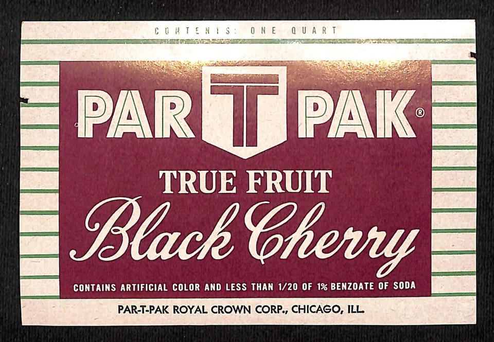 Etiqueta de papel Par T Pak Black Cherry Royal Crown años 50 en muy buena condición Foto 1 de 2