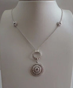 MULTI - CIRCLE NECKLACE PENDANT W/ LAB DIAMONDS / 925 STERLING SILVER / 18'' - Picture 1 of 6