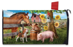 Making Friends Farm Animals Magnetic Mailbox Cover Horse Dog Pig Standard - Picture 1 of 5