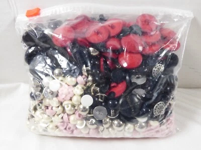 Mix lot Red Black Pink Silver Pearl faux 1 lb 15 oz Bag Plastic Sewing Buttons  - Image 1 of 4