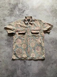 Vintage BEAMS Japan Made Floral Short Sleeve Shirt Beige Multicolor Size S - Picture 1 of 6
