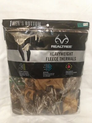 Men’s RealTree Camouflage Heavyweight Fleece Thermal Bottoms— Size X Large - Image 1 of 4