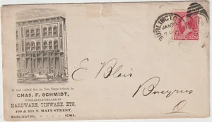 1890's #220 Burlington Iowa Illust advt cover CHAS F SCHMIDT hardware (d341) - Picture 1 of 2