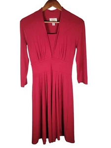 VTG Talbots Petities Womens Size 2 Long Sleeve Red Midi Dress FLAW - Picture 1 of 4