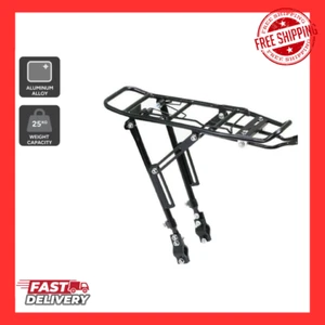 Aluminium Rear Cargo Rack Bike Bicycle Carrier Luggage Pannier Rack Black Strong - Picture 1 of 5