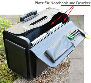 ELEGANTER KOFFER PILOTENKOFFER TROLLEY ROLLEN F. NOTEBOOK BIS 37cm DRUCKER KD1 - Bild 1 von 1