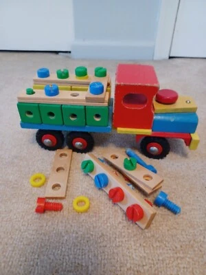 Assembly Vehicle Wooden Screw Truck Disassembly Building blocks Model Kids Toy - Image 1 of 4