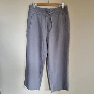 WITCHERY Pants trousers 10 Grey Wide leg Linen Blend Cropped Comfy Slouchy - Picture 1 of 15