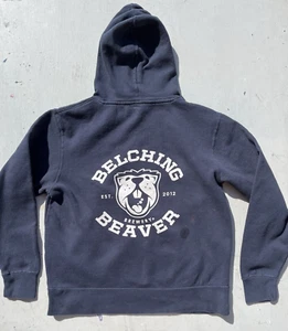 Women's Belching Beaver Hoodie Black Spell-Out Logo M Pullover Beer San Diego CA - Picture 1 of 15