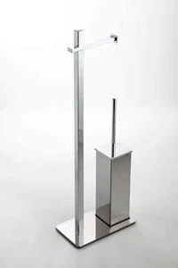 Piantana bagno con Porta rotolo e Portascopino squadrato design moderno - Foto 1 di 1