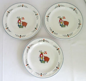 Oneida Farm Friends 3 Bread & Butter Plates Stoneware - Picture 1 of 7