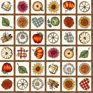 Herbst Stoff Sweater Weather Patches Cream Patchworkstoffe Patchwork Baumwolle - Bild 1 von 2