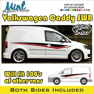 VW CADDY Side Stripes SPORT LINE Decals Stickers Van Graphics FREE P&P 023 - Picture 1 of 4