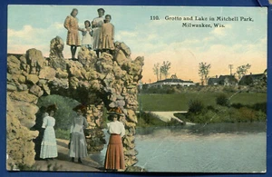 Grotto and Lake Mitchell Park Milwaukee Wisconsin postcard - Picture 1 of 2