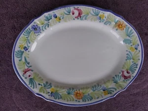 Italy Handmade Hand Painted Studio Pottery Floral Oval Platter 14.75" by 11.25" - Picture 1 of 5
