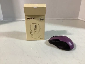 Tecknet Cordless Optical Mouse w/ Dongle M003 Wireless Purple Tested & Working! - Picture 1 of 2