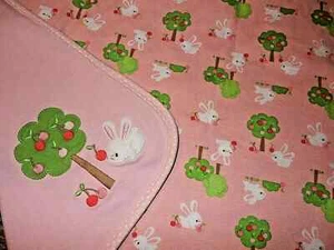 4B !WOW! GYMBOREE 2014 Pink Bunny Rabbit Cherry Tree Receiving Blanket Lovey - Picture 1 of 7