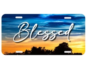 Blessed Blue Gold Sky Personalized License Plate Custom Auto Car Tag Front - Picture 1 of 2
