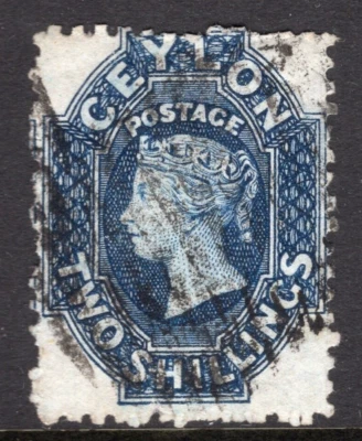 C. 1960 Ceilán (Sri Lanka) QV 2/- DOS CHELINES franqueo azul Foto 1 de 2