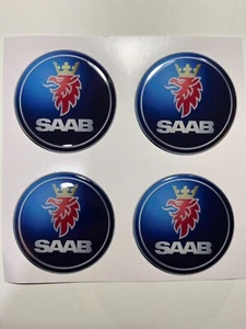 4x Saab Aufkleber für Radnabenkappen Selbstklebende Embleme für Felgen - Bild 1 von 8