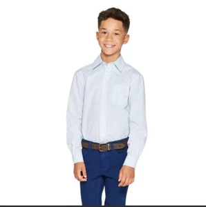 Boys Long Sleeve Button Down Shirt Cat & Jack Blue White Size XL (16) - Picture 1 of 12