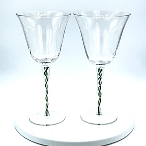 Mundgeblasene Weingläser rot grün Band Wirbelstiel Made in Italy - 2er Set - Bild 1 von 7