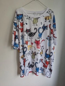Unbranded Cartoon Cat Print Short Sleeve T-shirt Size 5XL (T38) - Picture 1 of 7