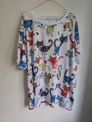 Unbranded Cartoon Cat Print Short Sleeve T-shirt Size 5XL (T38) - Image 1 of 4