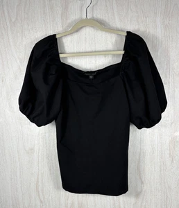 Boston Proper XL Black Puff Sleeve Top Sweetheart Neckline Chic Elegant - Picture 1 of 6