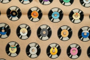 Sewing Cotton Quilting Fabric 45 Records Riley Blake C515 Geeky Chic Amy Adams - Picture 1 of 3