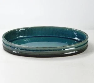 Japanese Ikebana Suiban Shigaraki ware Blue Pottery Flower Arrangement Pot - Picture 1 of 6