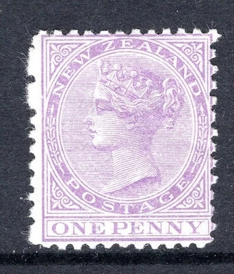 New Zealand 1874-78 First Sideface - p.12 x 11½ - 1d Mauve-lilac HM (SG180) - image 1 of 2