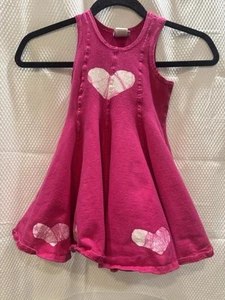 Vintage 90s Girls Pink dress Hearts 5 100% Cotton Made in USA  By Out of Control - Picture 1 of 5
