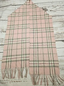 House of Scotland 100% Lambswool plaid Scarf Pink/Cream/Grey 10X65" - Picture 1 of 6