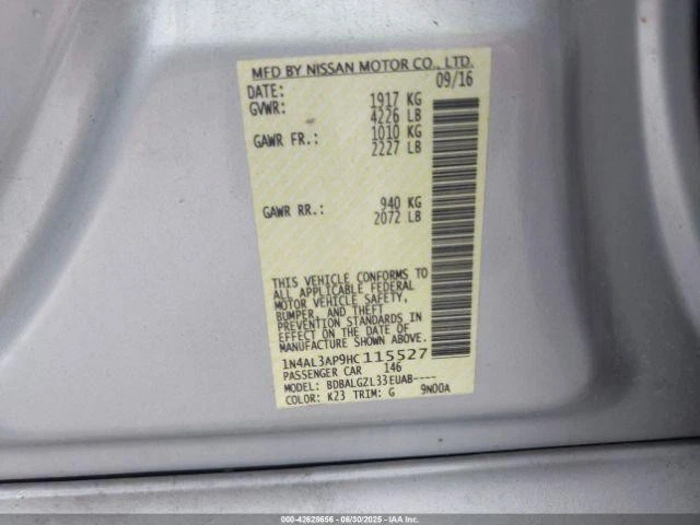 Used Rear Right Door Window Regulator Rear fits: 2017 Nissan Altima electric Sdn Foto 1 de 4