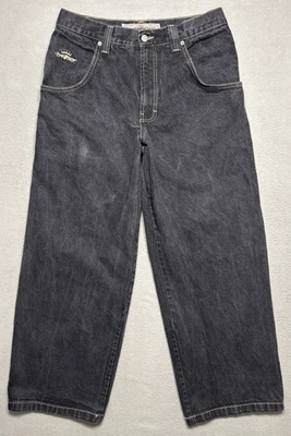 Pantalones de mezclilla vintage JNCO para hombre talla 34x32 (31x32) negros holgados anchos Y2K grunge patinador 179W Foto 1 de 4