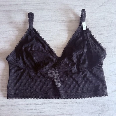 VS “Pink” Black Lace Triangle Bralette – Sz Med, Unlined, Adjustable Straps NWT - Image 1 of 4