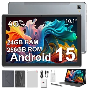 New Android 15 Tablet 10.1" 24GB+256GB(1TB TF) WiFi6 8000mAh 4G LTE Octa Core 2K - Bild 1 von 12