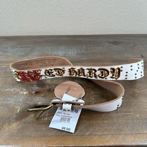 NWT Ed Hardy Christian Audigier Kid's Belt Handmade Genuine Leather Size XL 30” - Picture 1 of 11