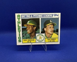 1984 Topps Batting & Pitching Leaders #156 Rickey Henderson Tim Conroy MT-NM - Bild 1 von 4