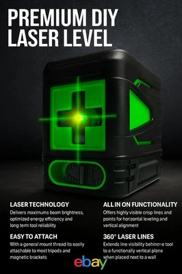 LASER LEVEL SPIRIT LEVEL Bright Green Cross Line Self Leveling Measure Tool TTRP