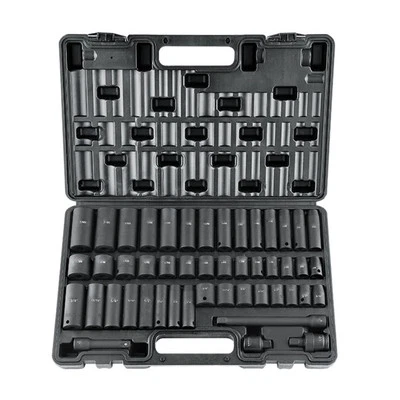 Impact Sockets Set 48pcs 6-Point 3/8in Drive Bit Ratchet Tool Kit Case - Image 1 of 4