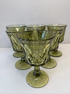 Noritake Perspective avocado green VTG MCM water Wine Goblets Set Of (6) 4.75” - Picture 1 of 6