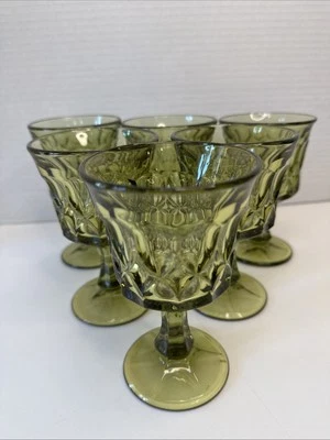Noritake Perspective avocado green VTG MCM water Wine Goblets Set Of (6) 4.75” - Image 1 of 4