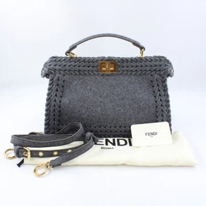 Fendi Peekaboo ISeeU Medium Whipstitch Flannel Bag in Grey with Gold Hardware - Picture 1 of 19
