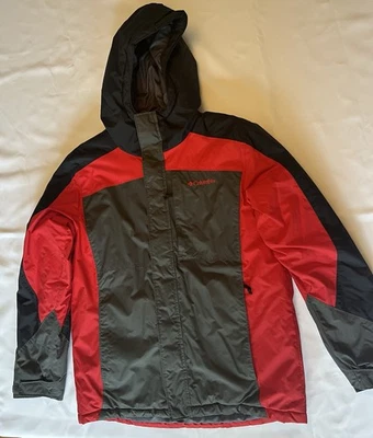 Columbia Youth Red Black Gray Insulated Hooded Winter Coat Large 14/16 Clean - Image 1 of 4
