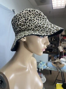 JENNI womens Terry cheetah print bucket hat cotton reversible - Picture 1 of 3