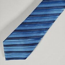 LEONARDO NY Men's Neck Tie, Hand Made Microfiber Blue Striped Necktie w Gift Box