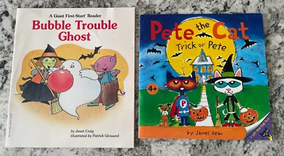 Pete the Cat Trick or Pete and Bubble Trouble Ghost Lot of 2 Paperback Books - Image 1 of 4
